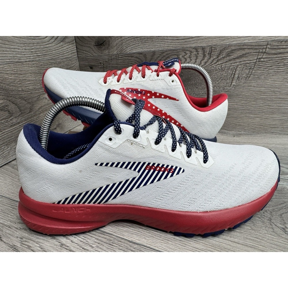 Brooks Launch 7 Womens Running Shoes America USA Stars Stripes White Size 9.5
